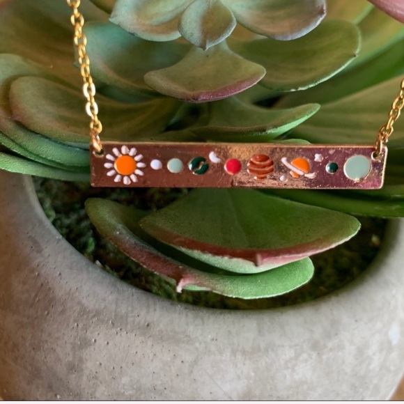 BOGO Solar System Bar Necklace Gold Celestial Boho - Picture 3 of 8